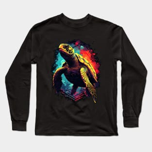 Vibrant Cosmic Sea Turtle Long Sleeve T-Shirt